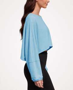 เสื้อสเวตเชิ้ตแขนทรงปีกค้างคาวสีน้ำเงินสำหรับผู้หญิงจาก Oneten Apparels ทรงหลวม คอกลม - Product Image 4