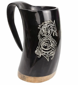 Viking Buffalo Horn Mug with Top & Bottom Ring Waterproof Polished FAIZA CRAFT FC-3542 for Christmas/<b>New</b> <b>Year</b> <b>Parties</b> - Product Image 5
