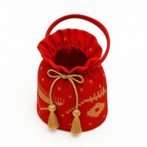 Elegante Bolso Tipo Cubo con Cordones, Diseño Geométrico Jamdani, Hecho a Mano con Cachemira, Ecológico, Ligero, Estilo Bohemio Vintage, para Compras Navideñas - Product Image 6