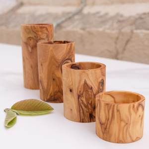Porte-bougies cylindriques en bois naturel faits à la main, décoration rustique pour la maison, ensemble de 4 - Product Image 2