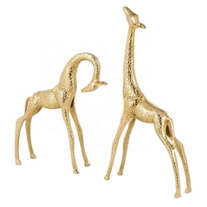 New Arrival Aluminium Metal Standing Giraffe <b>Gold</b> Decorative Sculpture Modern Animal <b>Statue</b> for Home Hotel Office Decoration - Product Image 1