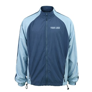 Custom Logo Lightweight Nylon Windbreaker <b>Jacket</b> <b>for</b> <b>Men</b> Color Block Stand Collar Zip up Outdoor Sports Training <b>Track</b> Top - Product Image 1