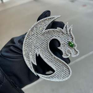 Pendentif Lettre Serpent Moissanite VVS Iced Out en Argent 925, Pendentif Initiale 3D, Breloques Lettres Bling Hip Hop pour Hommes - Product Image 2