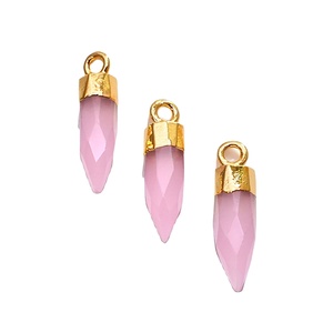 Colgante de Calcedonia Rosa en Forma de Bala de 13x5 MM con Engaste Individual para Joyería - Product Image 1