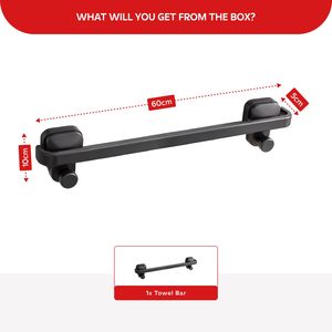 Porte-serviettes noir mat, barre à serviettes plus durable et fiable, organisateur de salle de bain à prix réduit - Product Image 2