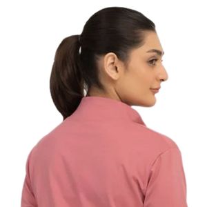 Chaqueta de Forro Polar Rosa para Mujer, Manga Larga, Cierre de Cremallera, Cuello Alto, Color Sólido, Transpirable, Tejida, para Otoño - Product Image 4
