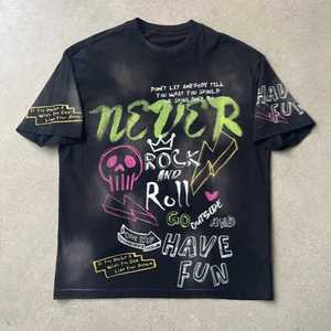 T-shirt pour homme Hip Hop en coton 100% à séchage rapide, imprimé à l'écran, délavé à l'acide, tissu 320g, qualité supérieure - Product Image 2