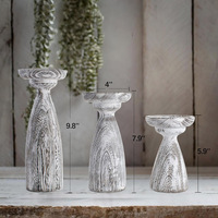 Lot de 3 bougeoirs pilier en bois de manguier fabriqués par un fabricant personnalisé direct Offre Spéciale pour une décoration intérieure sophistiquée et tendance