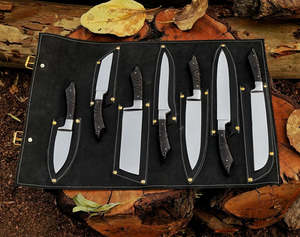 UA Supplies 7 Pcs High Quality Hand Forged Ambidextrous Modern Chef <b>Knife</b> <b>Set</b> with Bone Handle High Polish Leather Bag - Product Image 2