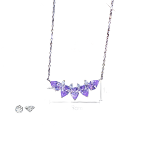 Collar Romántico para Mujer con Colgante de Moissanita en Plata 925, Forma de Flor, Corte Triangular, Bañado en Rodio, Cadena de Caja, para Uso Diario - Product Image 4