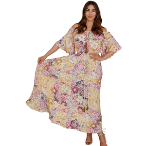 Vestido Maxi Elegante para Mujer, Vestido Estampado de Manga Corta - Product Image 3