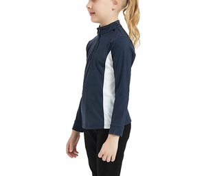 Camisetas ecuestres con logotipo personalizado para niños, camisetas de manga corta ecuestres con media cremallera - Product Image 5