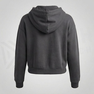 Sweat à capuche personnalisé pour femme en polycoton molletonné, imprimé en relief, brodé, coupe courte Y2K, longueur longue, couleur personnalisable - Product Image 2