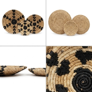 Ensemble de paniers en macramé en écorce de banane naturelle, panier mural suspendu, plateau rond peu profond, corbeille à fruits, décoration artistique pure pour la mise en scène de la pièce, artisanat - Product Image 2
