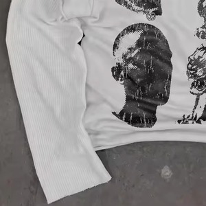 White Long Sleeve Crewneck T-Shirt With <b>Animal</b> Print <b>Pattern</b> Street Style Men's <b>Knitted</b> Cotton Top Regular Fit O-Neck - Product Image 4