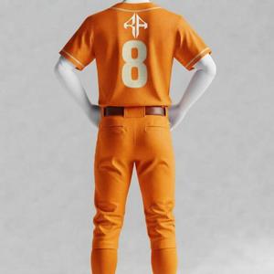 Ensemble uniforme de baseball pour adultes, pour hommes, manches courtes, avec logo blanc, col rond, 100% polyester, coupe régulière, fermeture à boutons - Product Image 3