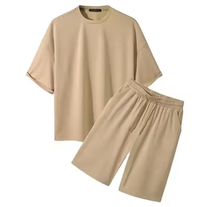 Ensemble de survêtement léger 2-en-1 pour homme : short décontracté en molleton de coton et t-shirt – Collection automne (vente en gros) - Product Image 1