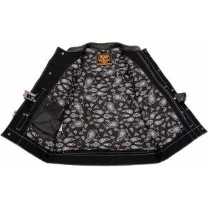 Chaleco 'Wrecker' para Hombre MDM3035 2025, Estilo Club, en Mezclilla Negra y Cuero, con Diseño de Cuadros de Diamante, para Motociclismo y Automovilismo - Product Image 4