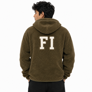 Blouson à capuche zippé en polaire pour homme, en tissu sherpa doux, avec poches et poignets côtelés, vêtement d'extérieur décontracté d'hiver, fournisseur USA - Product Image 2