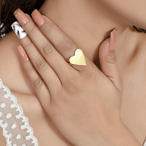 เครื่องประดับทองเหลืองชุบทองใหม่ล่าสุดแหวน MIDI รูปหัวใจขนาดเล็กแข็งสำหรับผู้หญิงเครื่องประดับแหวนสวมนิ้ว - Product Image 1