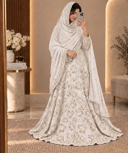 Conjunto Completo de Dirac Fransawi Negro de Lujo con Cuentas y Bordado Floral Dorado para Bodas Somalíes - Product Image 5