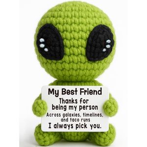 Regali Unici per San Valentino per Amicizia a Distanza: Simpatico Peluche Alieno all'Uncinetto Fatto a Mano per Migliori Amici - Product Image 1