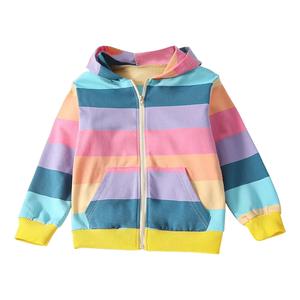 Sweat-shirt à capuche zippé pour enfants, garçons et filles, imprimé arc-en-ciel, en coton, à manches longues, coupe-vent, séchage rapide, décontracté - Product Image 3