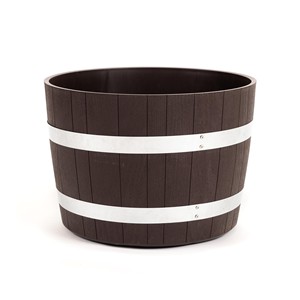 Jardinera Rústica de Madera de Mango en Forma de Barril de Vino - Decoración de Jardín Artesanal al por Mayor - Product Image 3