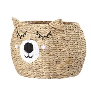 Cesta de Almacenamiento de Jacinto de Agua con Forma de Oso Durmiente, Organizador de Juguetes Tejido con Forma de Animal, Decoración Adorable para Cuarto de Bebé o Sala de Juegos - Product Image 1