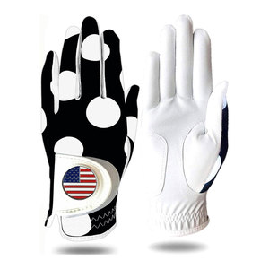 Ensemble de gants de golf haut de gamme pour femmes avec marqueur de balle, en cuir imprimé toutes saisons, options main gauche et droite, Mod Dot - Product Image 1