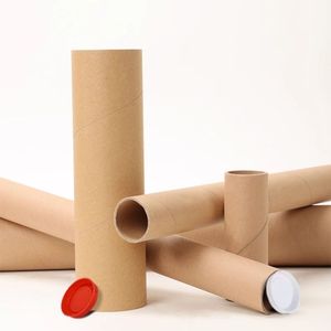 Tubos de Cartón Kraft Marrón para Embalaje Exprés, Tubo de Papel para Rollo Textil, VINAGREEN PACK - Product Image 1
