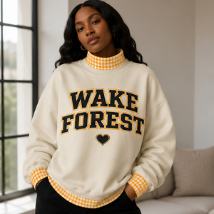 Sweat-shirt surdimensionné personnalisé pour femme, col montant, bordure à carreaux vichy, pull personnalisé pour équipe universitaire, coton épais - Product Image 2