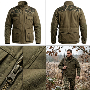 OEM Custom Men's Summer <b>Waterproof</b> <b>Camo</b> Softshell Hunting <b>Jacket</b> Thermal Nylon Heavy Duty Outdoor Tactical Sports Coat Front - Product Image 5