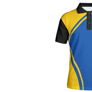 Camiseta Polo de Manga Corta para Hombre, Estampado Geométrico Azul y Amarillo, Tejido de Poliéster de Secado Rápido, Ropa Deportiva Informal - Product Image 5