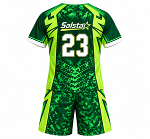 Ensemble uniforme de lacrosse Salsta pour homme, vert camouflage, maillot et short sublimés, séchage rapide, tenue de sport pour équipe - Product Image 2