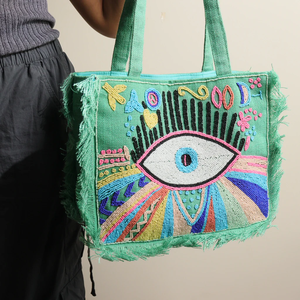 Bolsos Tote con Cuentas de Estilo Único, Bolsos Tote Bordados Hechos a Medida y Ecológicos para Vacaciones y Compras por Whimsy Art Craft - Product Image 5