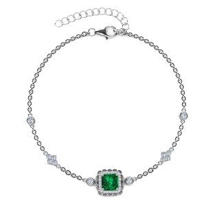 Nouveau Bracelet en argent Sterling 925, pierres précieuses de luxe, Halo vert, émeraude, bijoux fins pour femmes, bijoux de destin - Product Image 3
