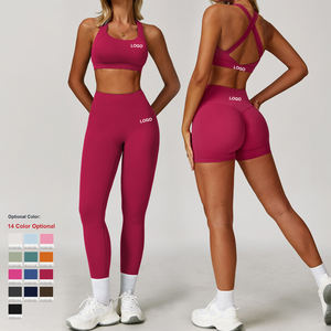 Ensemble de yoga sans couture de haute qualité personnalisé, haut zippé, taille haute, effet push-up, 6 pièces, pour la course et l'entraînement - Product Image 3
