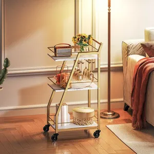 Chariot utilitaire roulant de luxe moderne en métal fait main, écologique, robuste et multi-niveaux - Product Image 6