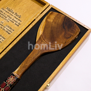 Spatule en bois de teck Malika Batik, spatule de cuisine en bois, ustensile décoratif, cadeau, vaisselle pour la maison, cuisine, artisanat fait main - Product Image 5