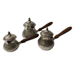 Cafetera Turca de Latón Grabado con Asa de Metal Fundido Tradicional, Olla Cezve Resistente, Utensilios para Café Griego Briki, Venta al por Mayor - Product Image 3