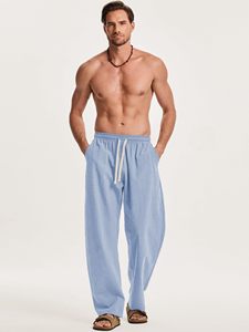 Casual Trousers For <b>Men</b> 100% Cotton Solid Joggers <b>Pants</b> Soft <b>Yoga</b> Lightweight Fashion Comfy Baggy Lounge <b>Pants</b> with Pockets - Product Image 4