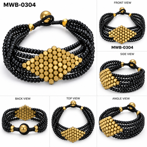 Bracelet élastique fait main en perles de verre soufflé multicolores de style néo-gothique pour homme et femme, idéal pour les fêtes MWB-0304 - Product Image 2