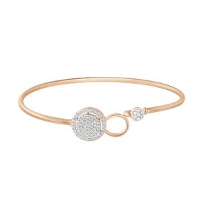 Rose Gold Lab Grown Diamond Double Circle Halo Open <b>Bangle</b> <b>Bracelet</b> - Product Image 1