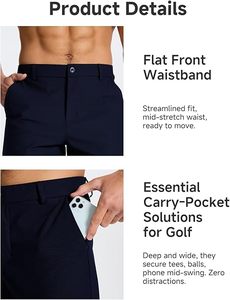 Shorts Chino Homme 100% Coton Respirant avec Poches pour la Course, le Jogging et l'Entraînement – Noir Uni - Product Image 6