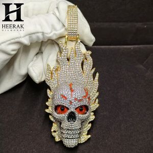Luxury Flaming <b>Skull</b> Head Pendant with Lab Grown Diamonds Gold Hip Hop Jewellery Manufacturer - Product Image 3