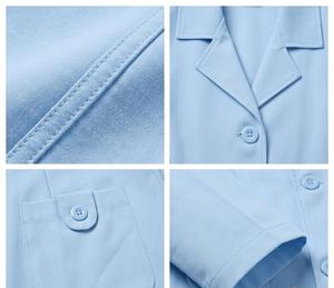 Bata de Laboratorio Unisex Azul Claro Personalizable con Certificación ISO, Uniforme de Hospital de Algodón y Poliéster Tejido, Manga Larga con Bolsillos y Cierre de Aguja - Product Image 3