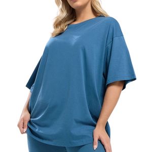 T-shirt oversize pour femme, manches courtes, coupe ample, haut décontracté, grande taille, vêtements de détente, coton doux, été, vente en gros, OEM - Product Image 1