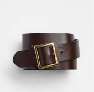Ceinture en cuir décontractée unie disponible en pleine fleur disponible dans toutes les tailles personnalisées fabriquées en Inde Ceinture décontractée en cuir à la mode pour hommes - Product Image 2