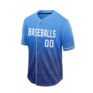 Maillot de baseball personnalisé bleu dégradé pour homme, manches courtes, imprimé sérigraphié, respirant, boutonné sur le devant, coupe classique, vêtement d'équipe pour adulte - Product Image 4